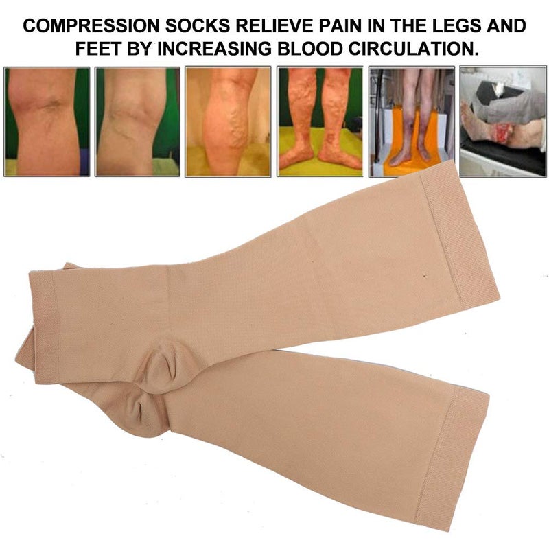woobles Compression stockings, machine washable skin color with open toe knee highs, bre - Image 4